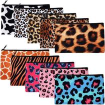 Bolsa de cosméticos Reginary de 20 peças para mulheres com zíper de leopardo