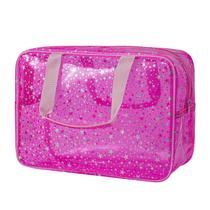 Bolsa de cosméticos RSRSLEII Clear PVC Star Large impermeável rosa