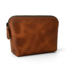 Bolsa de cosméticos TheAntiq Leather para mulheres e homens, cor bronzeada