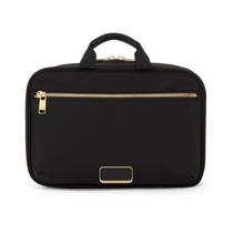 Bolsa de cosméticos TUMI Voyageur Madeline feminina preta com ouro HW
