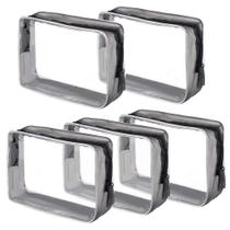 Bolsa de cosméticos Wobe Clear PVC com zíper, aprovada pela TSA, 5 pacotes