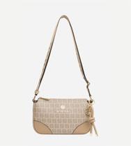 Bolsa de couro alça larga monograma bege Smartbag tiracolo