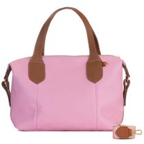 Bolsa de Couro Alça lateral Ajustável Poliana Rosa e Caramelo