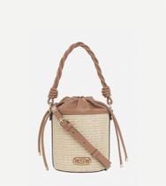 Bolsa de couro e rafia natural smartbag estilo saco