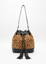 Bolsa de couro estilo saco animal print