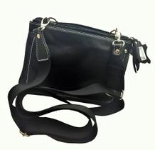 Bolsa de Couro Feminina Transversal Preta - 831 Bolsa de Couro Feminina Transversal Preta - 831