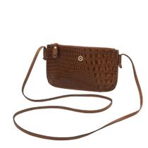 Bolsa De Couro Legítimo Feminina Com Zíper Croco Mariart 202