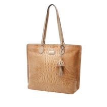 Bolsa De Couro Legítimo Feminina Mariart Croco 5200 Bege