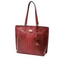 Bolsa De Couro Legítimo Feminina Mariart Croco 5200 Vermelha