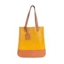 Bolsa de Couro Legítimo Flávia Elegância Resistente Modelo:Mostarda com Caramelo Bolsa de Couro Legítimo Flávia Elegância Resistente Modelo:Mostarda com Caramelo