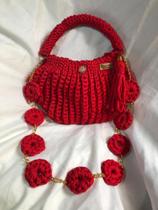 Bolsa de crochê canoa Red