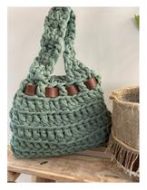 Bolsa De Crochê Em Fio De Malha Verde Luxo Artesanato Casual Dia A Dia