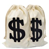 Bolsa de dinheiro Eylola, pacote com 2, 30 x 40 cm, design de cifrão em lona Bolsa de dinheiro Eylola, pacote com 2, 30 x 40 cm, design de cifrão em lona