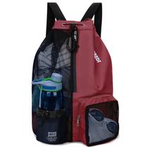 Bolsa de equipamento esportivo WANDF Swim Mesh Mochila Wet Pocket Red