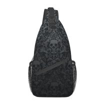 Bolsa de estilingue MEDTOGS Skull Gothic Black Impermeável Unissex Bolsa de estilingue MEDTOGS Skull Gothic Black Impermeável Unissex