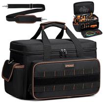 Bolsa de ferramentas DFMINZU Heavy Duty de 17 polegadas com 20 bolsos preto-marrom