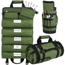 Bolsa de ferramentas LEFORZ Large Roll Up Organizer 13 bolsos verde