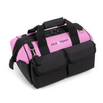 Bolsa de ferramentas Pink Power de 16 polegadas com 22 bolsos de armazenamento