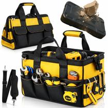 Bolsa de Ferramentas Reforçada Profissional com 8 Compartimentos Fundo Ultra Resistente Alça de Ombro e Mão Suporta 25kg