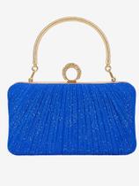 Bolsa De Festa Brilho Glamour Fecho Anel Cravejado - Azul