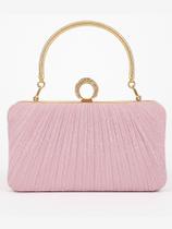 Bolsa De Festa Brilho Glamour Fecho Anel Cravejado - Rosa