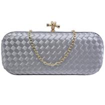 Bolsa De Festa Clutch Cetim Trançada Modelo Comprido Luxo