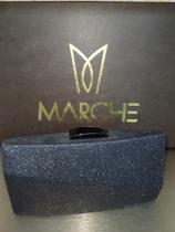 Bolsa de Festa Clutch Na Cor Preta com Glitter