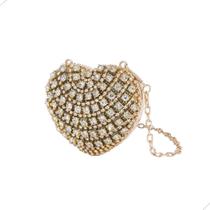 Bolsa De Festa Em Forma De Coração Com Cristal Mini De Ombro