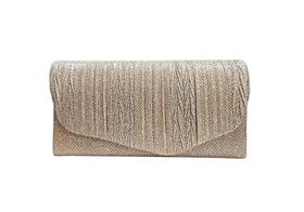 Bolsa de festa retangular com glitter nude - acompanha alça dourada removível