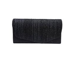 Bolsa de Festa Retangular com Glitter Preta - Acessório Elegante