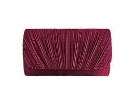 Bolsa de festa retangular marsala plissada com alça removível