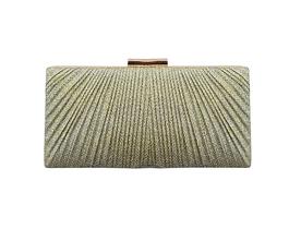 Bolsa de Festa Retangular Plissada com Glitter Dourada - Acessório Elegante Bolsa de Festa Retangular Plissada com Glitter Dourada - Acessório Elegante