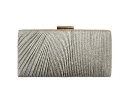 Bolsa de festa retangular plissada com glitter nude
