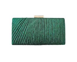 Bolsa de festa retangular plissada com glitter verde - acompanha alça dourada removível