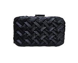 Bolsa de festa retangular trançada preta