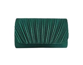 Bolsa de festa retangular verde plissada - acompanha alça removível Bolsa de festa retangular verde plissada - acompanha alça removível