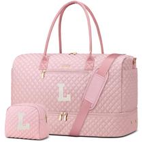 Bolsa de fim de semana Focdod Letter L para mulheres com compartimento para sapatos