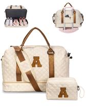 Bolsa de fim de semana Vogewood personalizada Letter Duffle com sapato