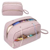 Bolsa de fios de crochê KarSyon K3201 rosa organizador 30x18x20cm Bolsa de fios de crochê KarSyon K3201 rosa organizador 30x18x20cm