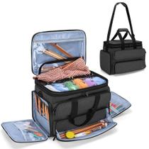 Bolsa de fios de tricô Yarwo, bolsa de crochê portátil com capa Bolsa de fios de tricô Yarwo, bolsa de crochê portátil com capa