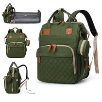 Bolsa de fraldas Lamroro 3 em 1, mochila impermeável, verde