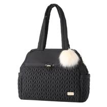 Bolsa de fraldas LUKJOJO Tote 38x13x32cm preta com clipes de carrinho Bolsa de fraldas LUKJOJO Tote 38x13x32cm preta com clipes de carrinho