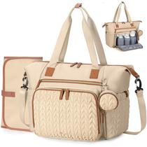 Bolsa de Fraldas Tonyeee, Grande, Impermeável, Bolsa Hospitalar para Parto com Estojo para Chupeta, Trocador e Alça de Ombro, Caqui