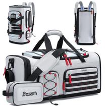 Bolsa de Ginástica Bosstin 45 Litros - Mochila Esportiva para Viagem com Compartimento para Sapatos (Cinza)
