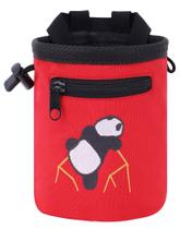 Bolsa de giz para escalada em rocha AMC Rock Climbing Panda Design vermelha Bolsa de giz para escalada em rocha AMC Rock Climbing Panda Design vermelha