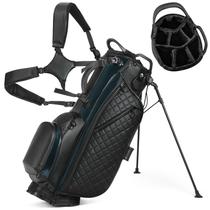 Bolsa de Golfe com Suporte Sturdum em Couro PU, 7 Divisórias, Impermeável
