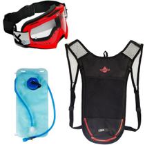 Bolsa De Hidrataçao 2l Oculos Motocross Trilha Enduro Kit Mochila Mtb Speed Transparente Off Road