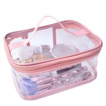 Bolsa de higiene ANEMEL transparente impermeável para viagem rosa Bolsa de higiene ANEMEL transparente impermeável para viagem rosa
