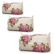Bolsa de higiene BLOCK N STYLE com estampa floral de algodão, conjunto de 3