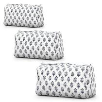 Bolsa de higiene BLOCK N STYLE com estampa floral de algodão, conjunto de 3